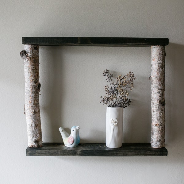 Handmade White Birch Shelf Ledge Wall Art Display