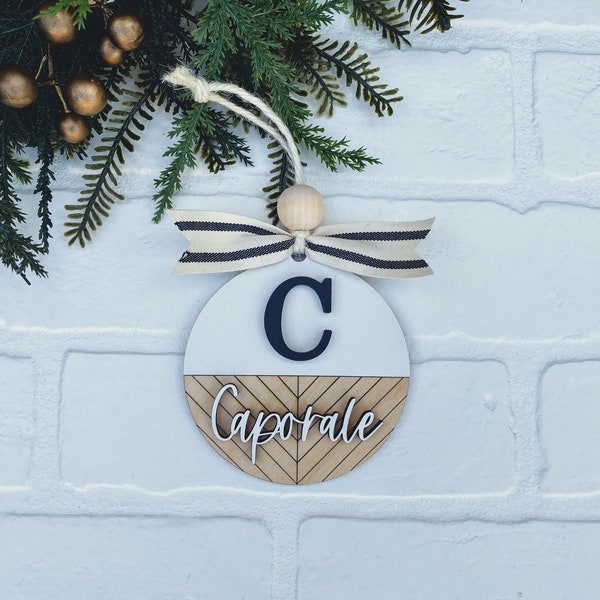 Family Ornament • Personalized Christmas Ornament • Farmhouse Shiplap Ornament • Wedding Gift