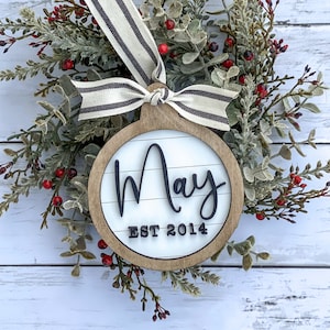 Wedding Ornament • Personalized Christmas Ornament • Farmhouse Shiplap Ornament • Wedding Gift