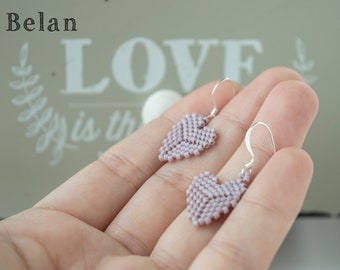 Valentines day earrings, Heart earrings , dangle beaded heart earrings , Valentines day jewelry, Love earrings, handmade ,unique earrings
