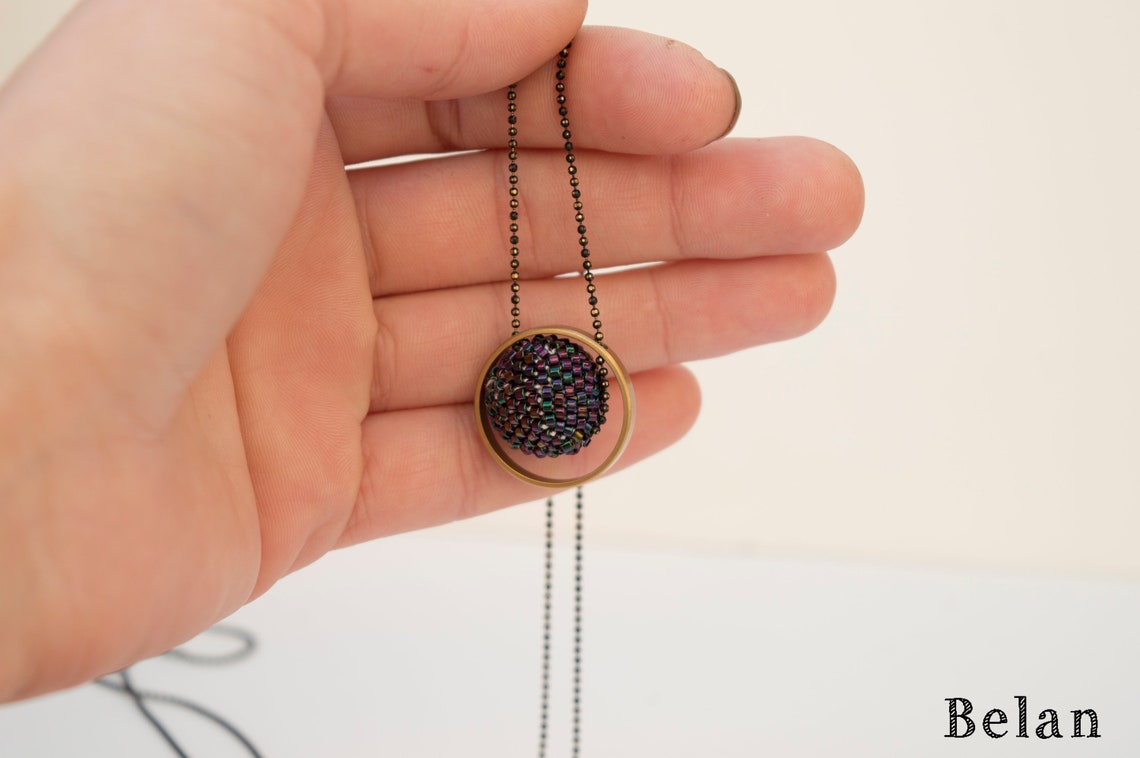 Beaded Ball Necklaceseed Bead Necklace Minimalist Necklace Etsy