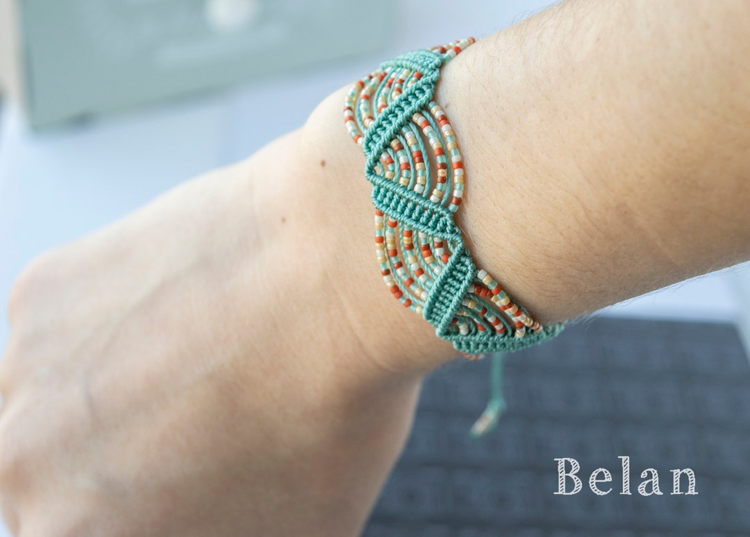 Elegant Macrame Seed Bead Bracelet, Friendship Bracelet, Macrame ...