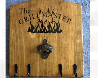 Grill Master sign with hooks and bottle opener