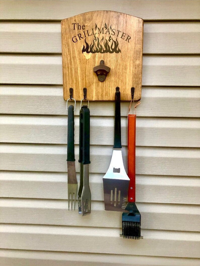 Grill Master Sign With Hooks and Bottle Opener | Etsy