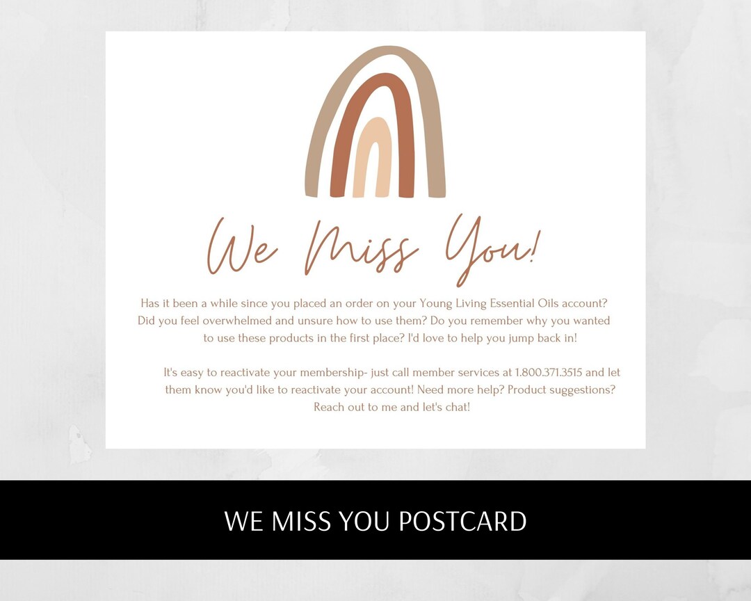 We Miss You Postcard | DIGITAL DOWNLOAD | Young Living | Essential Oils ...