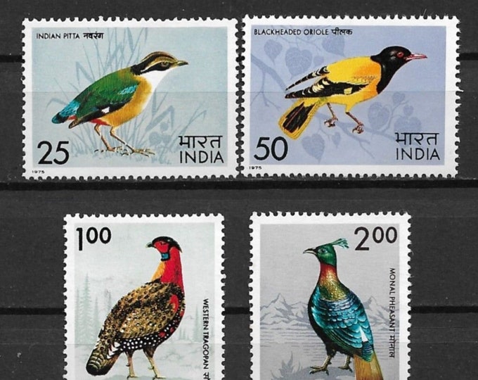 Indian Birds Set of Four India Postage Stamps Issued 1975