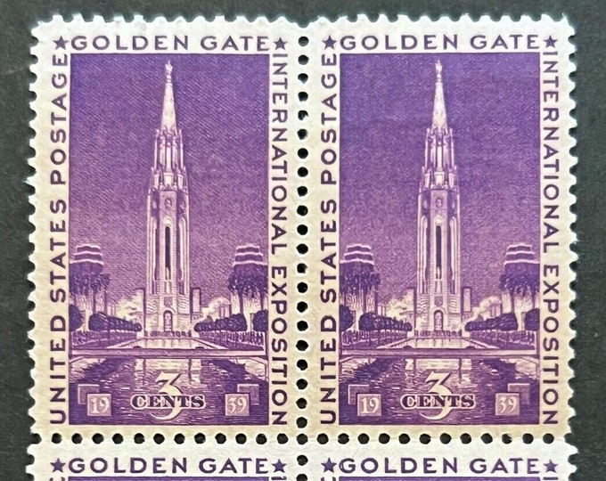 Golden Gate Exposition Block of Four 3-Cent United States Postage Stamps Issued 1939