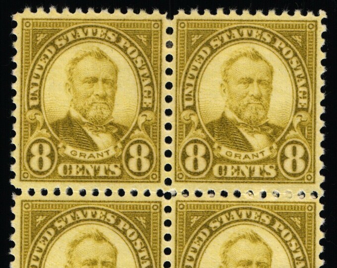 Ulysses S Grant Block of Four 8-Cent United States Postage Stamps Issued 1927