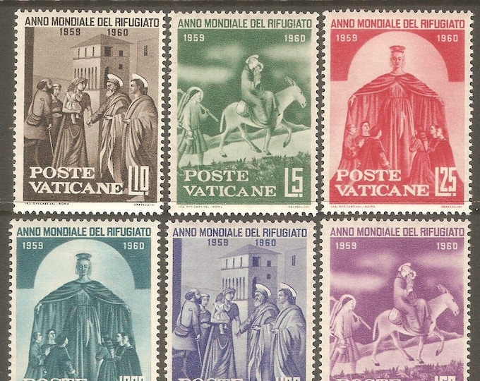 World Refugee Year Set of Six Vatican City Postage Stamps Issued 1960