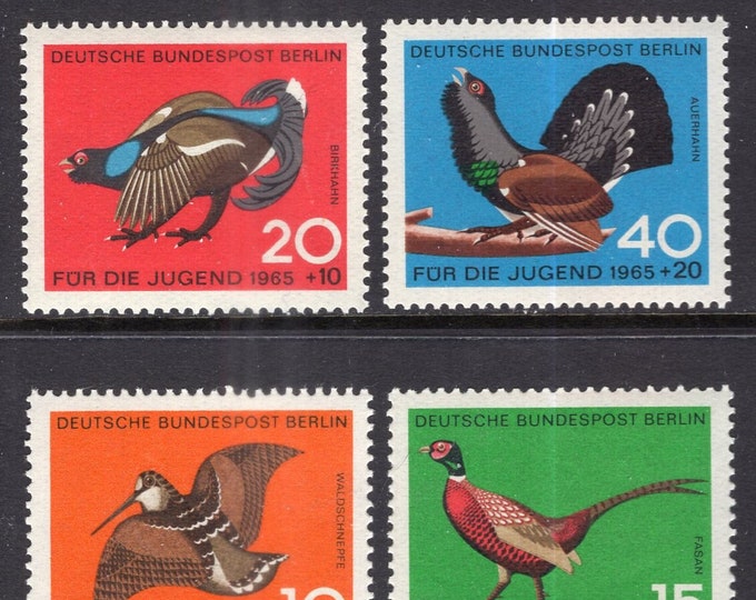 Game Birds Set of Four Berlin Germany Postage Stamps Issued 1965