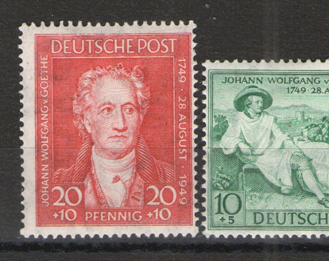Goethe Set of Three German Postage Stamps Issued 1949