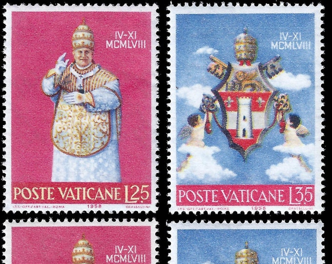 Pope John XXIII Set of Four Vatican City Postage Stamps Issued 1959