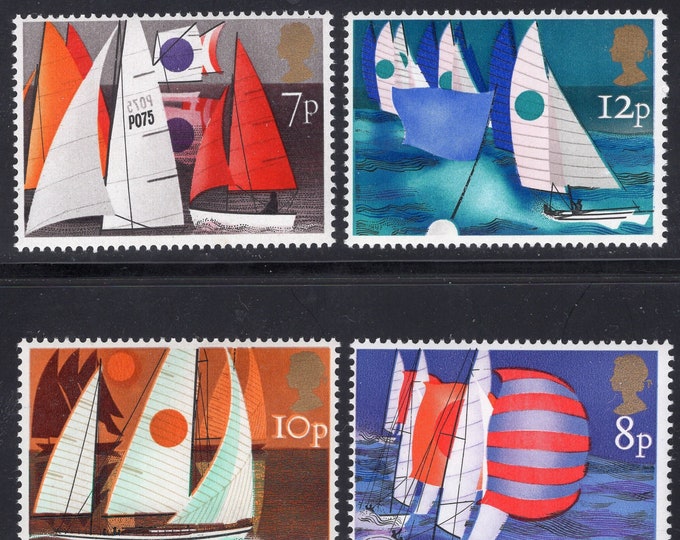 Sailboats Set of Four Great Britain Postage Stamps Issued 1975