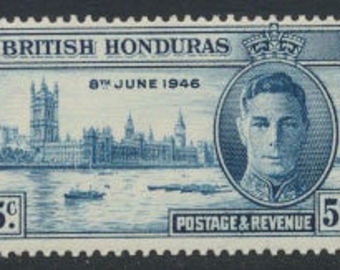 King George VI British Honduras Set of Two Postage Stamps Issued 1946