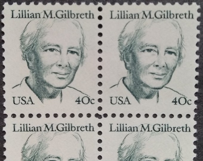 1984 Lillian M Gilbreth Block of Four US 40-Cent Postage Stamps Mint Never Hinged