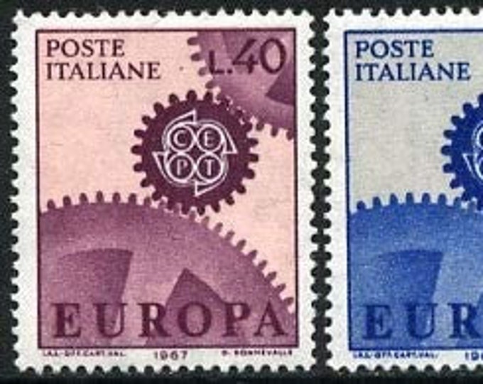 Europa Cogwheels Set of Two Italy Postage Stamps Issued 1967