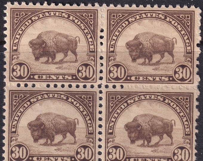 American Buffalo Block of Four 30-Cent United States Postage Stamps Issued 1931