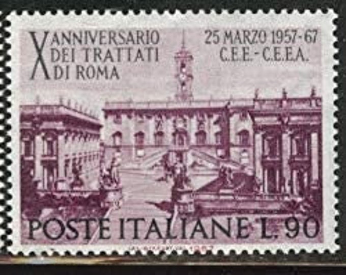 1967 Tenth anniversary of the Treaties of Rome Set of Two Italy Postage Stamps Mint Never Hinged