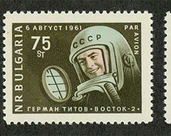 Space Travel Set of Two Bulgaria Air Mail Postage Stamps Issued 1961