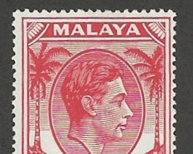 King George VI Singapore 12-Cent Postage Stamp Issued 1952