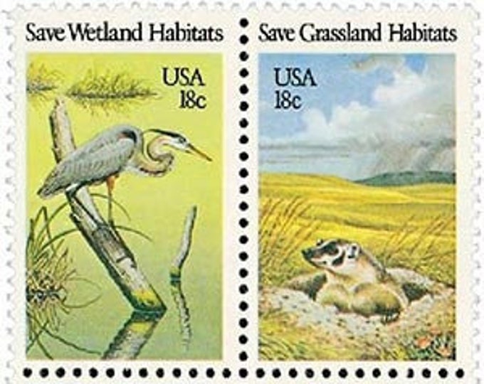 Preservation of Wildlife Habitat Block of Four 18-Cent United States Postage Stamps Issued 1981