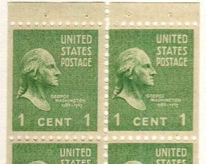 1938 George Washington Booklet Pane of Six 1-Cent United States Postage Stamps