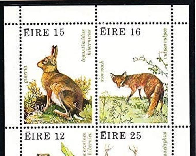 1980 Irish Flora and Fauna Souvenir Sheet of Four Ireland Postage Stamps