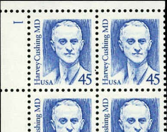 Harvey Cushing Plate Block of Four 45-Cent United States Postage Stamps