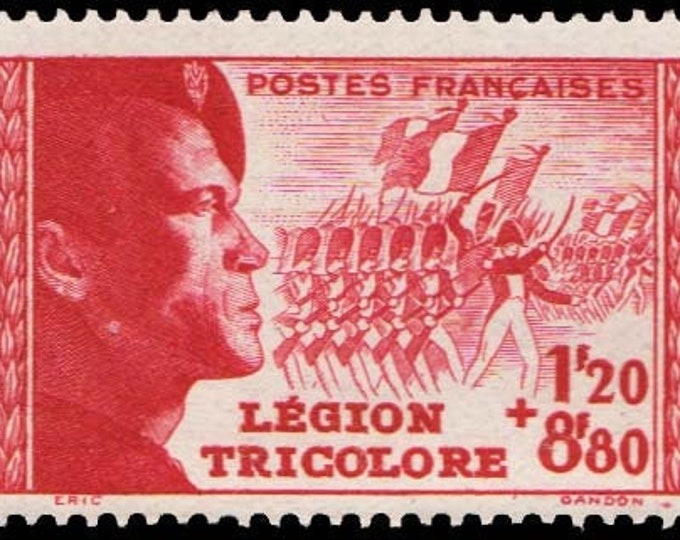 Legion Tricolore Set of Two France Postage Stamps Issued 1942