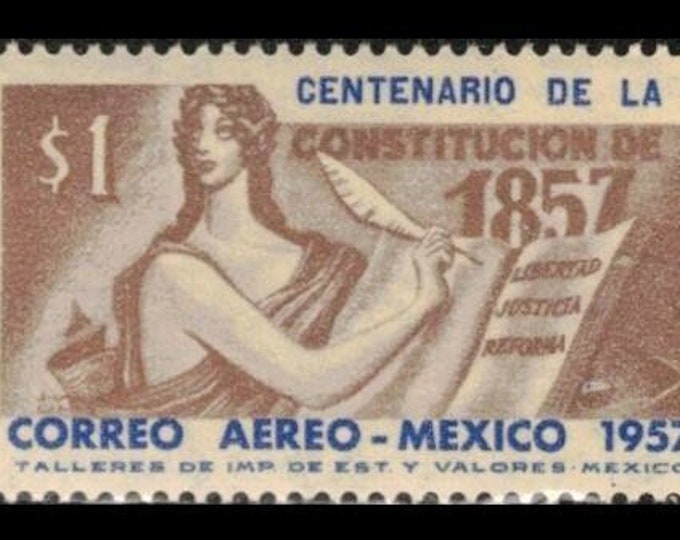 Mexican Constitution Set of Two Mexico Air Mail Postage Stamps