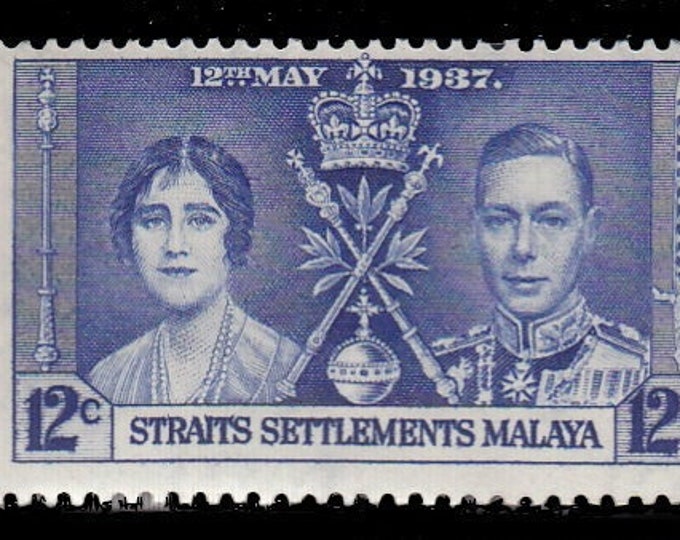 Coronation of King George VI Set of Three Straits Settlements Postage Stamps Issued 1937