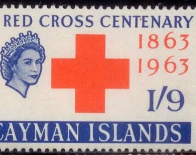Red Cross Centenary Set of Two Cayman Islands Postage Stamps Issued 1963