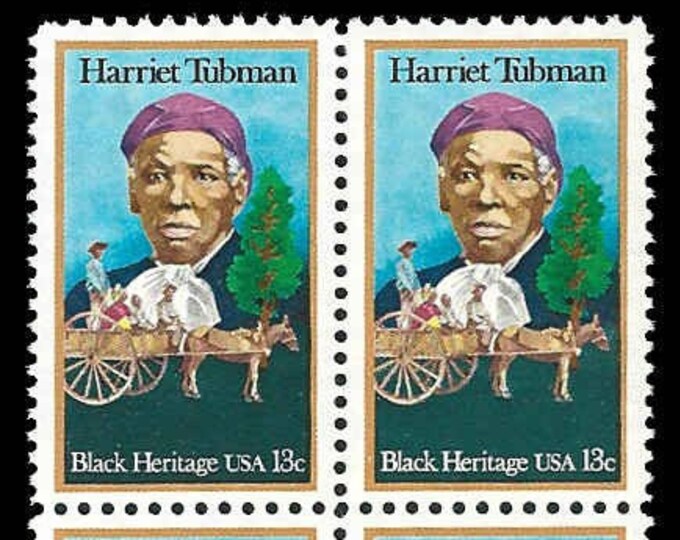 Harriet Tubman Black Heritage Block of Four 13-Cent United States Postage Stamps Issued 1978