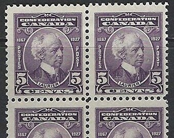 Sir Wilfrid Laurier Block of Four Canada Confederation Postage Stamps Issued 1927