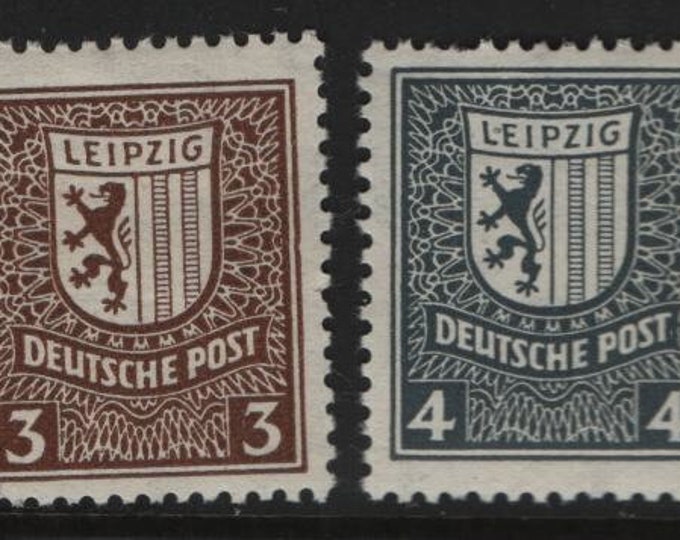 Set of Six Soviet Occupied West Saxony Germany Postage Stamps Issued 1946