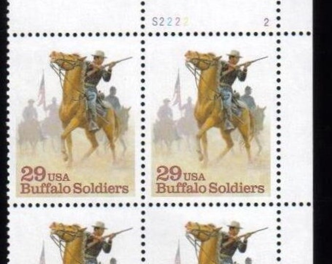 1994 Buffalo Soldiers Plate Block of Four 29-Cent United States Postage Stamps