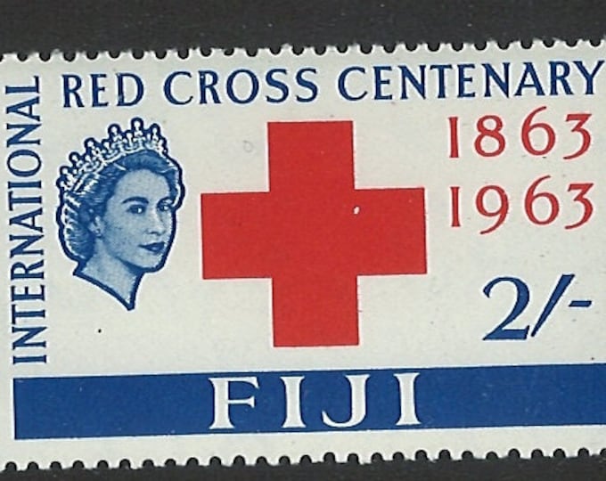 Red Cross Centenary Queen Elizabeth II Set of Two Fiji Postage Stamps Issued 1963