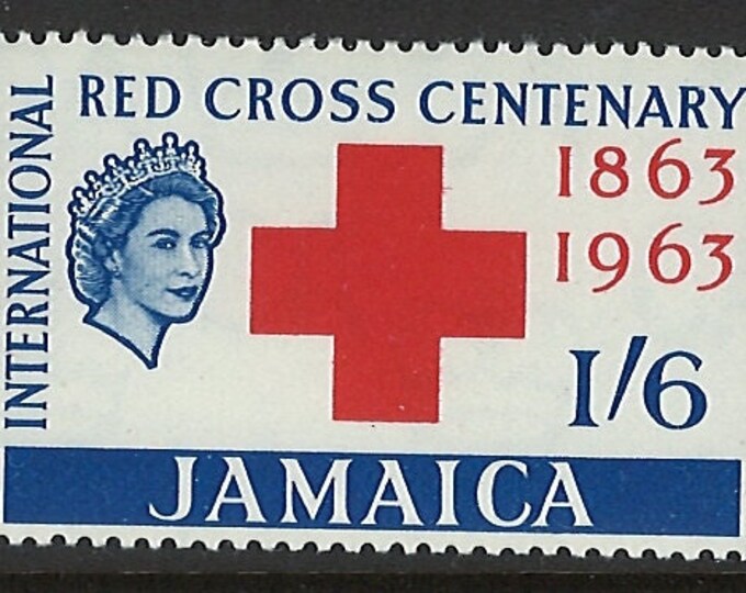 1963 Red Cross Centenary Queen Elizabeth II Set of Two Jamaica Postage Stamps Mint Never Hinged
