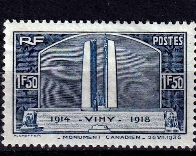 Canadian War Memorial Vimy Ridge Set of Two France Postage Stamps Issued 1936