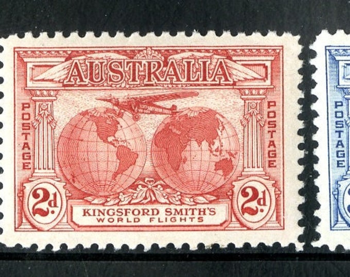 Kingford Smith World Flights Set of Two Australia Postage Stamps Issued 1931