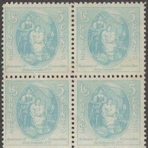 Virginia Dare Block of Four 5-Cent United States Postage Stamps Issued 1937