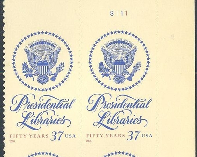 Presidential Libraries Act Plate Block of Four 37-Cent United States Postage Stamps