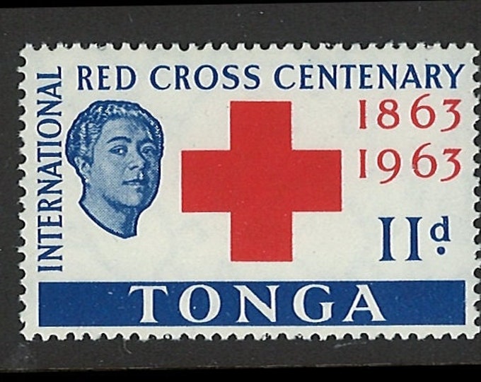 Red Cross Centenary Queen Salote Set of Two Tonga Postage Stamps Issued 1963