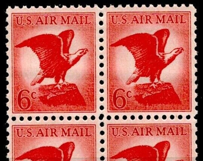 Bald Eagle Block of Four 6-Cent United States Air Mail Postage Stamps