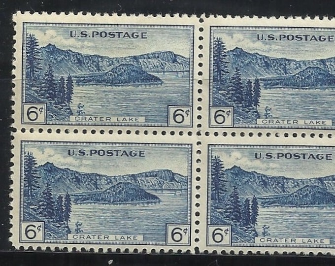 Crater Lake Block of Four 6-Cent United States Postage Stamps Issued 1934