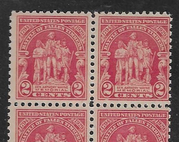 Battle of Fallen Timbers Block of Four 2-Cent United States Postage Stamps Issued 1929