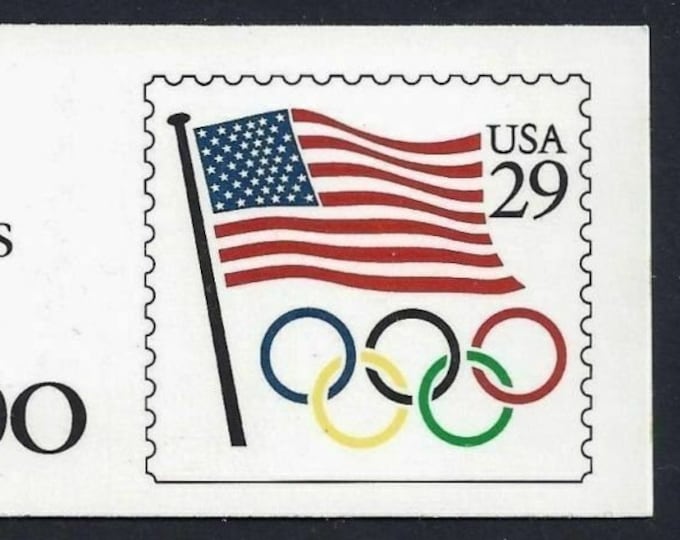 Flag with Olympic Rings Booklet of Ten 29 Cent United States Postage Stamps