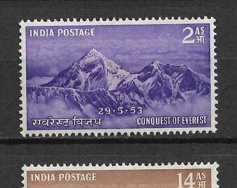 Conquest of Everest Set of Two India Postage Stamps Issued 1953