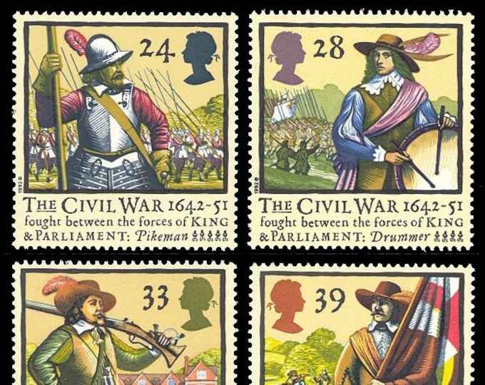 1992 English Civil War Set of Four Great Britain Postage Stamps Mint Never Hinged