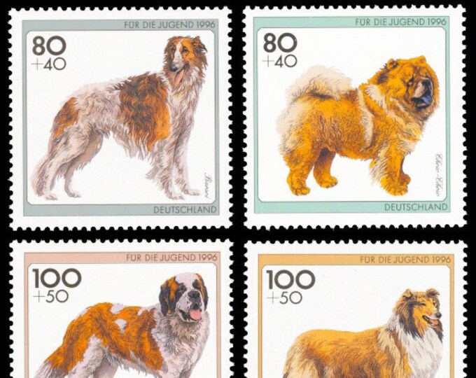 1996 Dog Breeds Set of Five Germany Postage Stamps